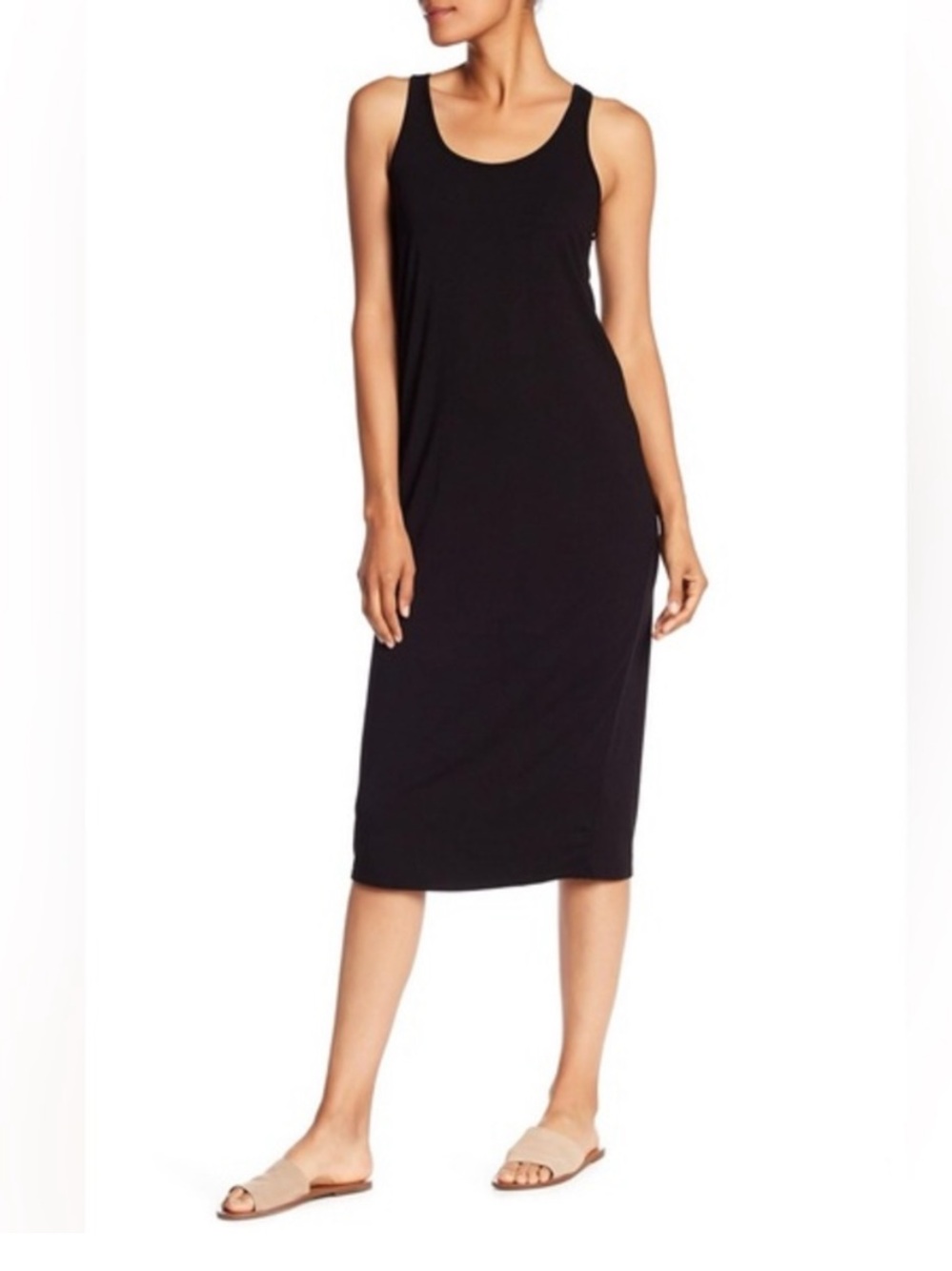 Philosophy Scoop Neck Sleeveless Midi Tank Dress. Black. Medium.